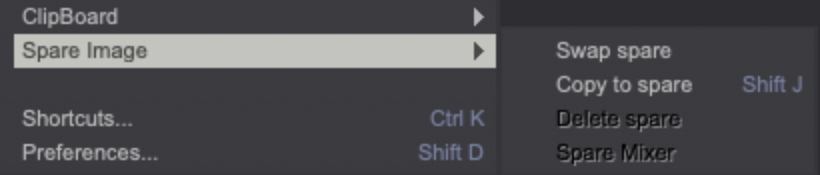 The Spare Image menu