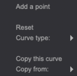 Speed curve contextual menu