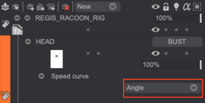 Speed curve mode selection menu