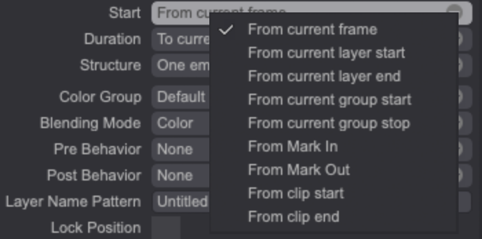 The Layer Presets Manager's Start menu