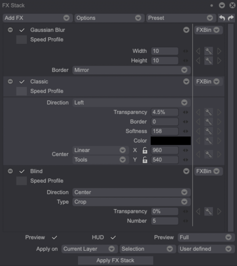 Combining effects to create new transitions
