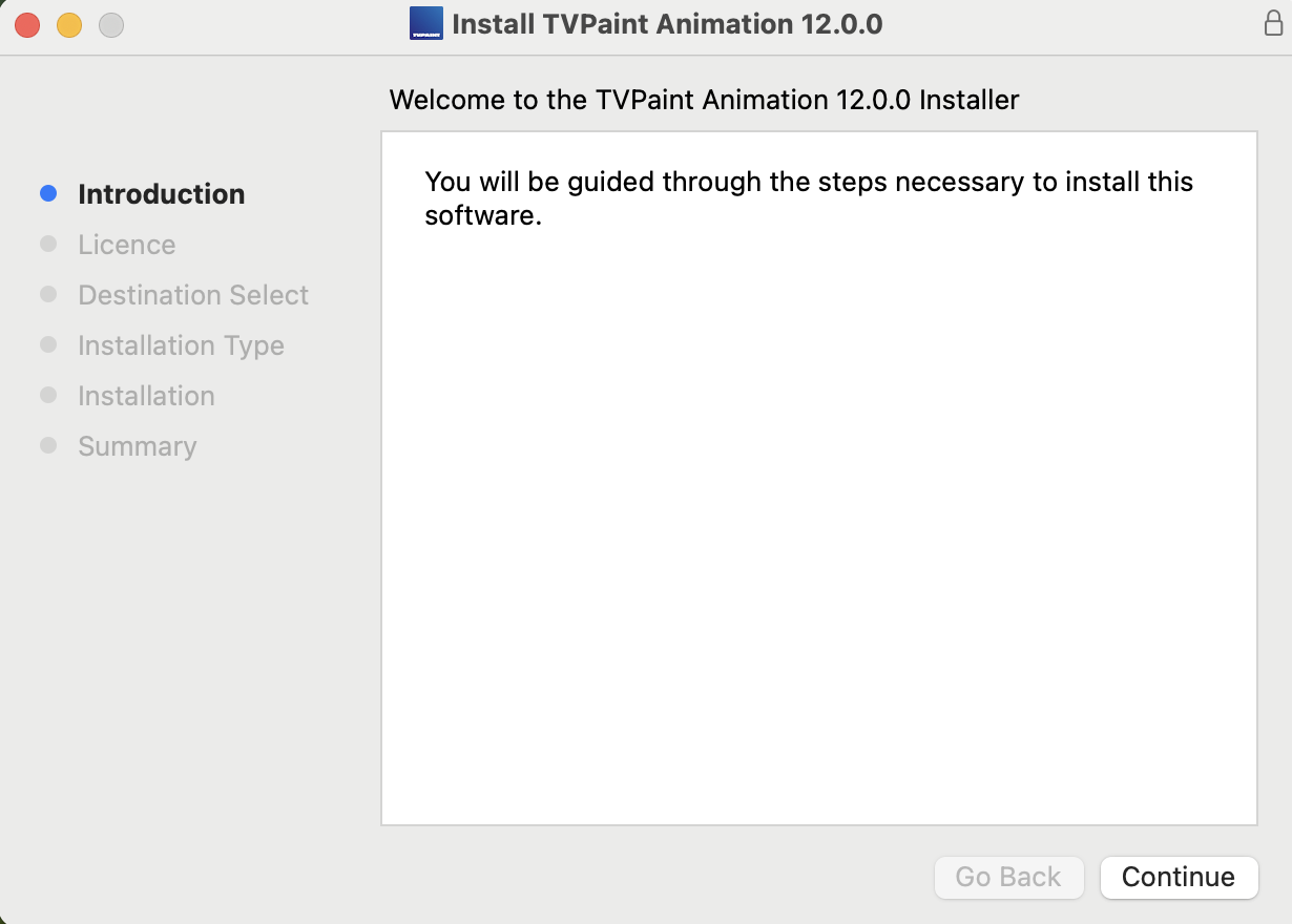 TVPaint 12 macOS install wizard