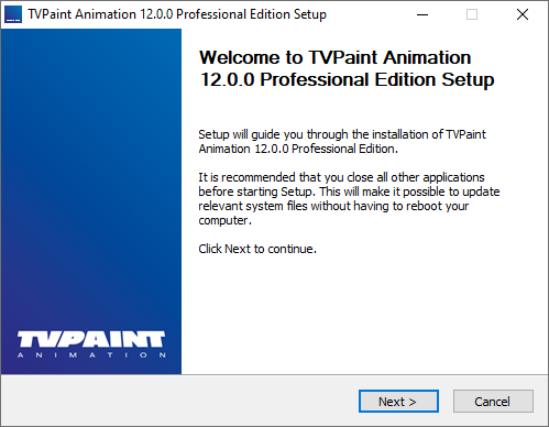 TVPaint 12 Windows install wizard
