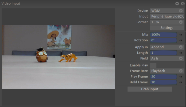 The Video Input Panel